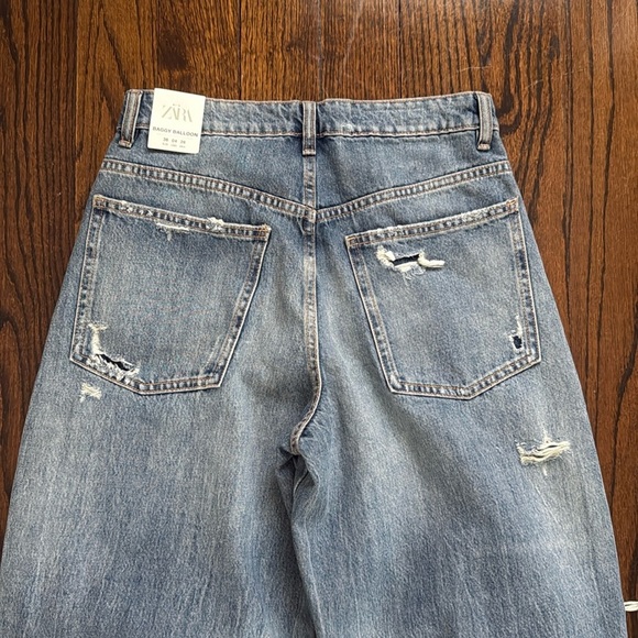 TRF MID WAIST BAGGY BALLOON RIPPED JEANS 27 (US 4) - Picture 6 of 8